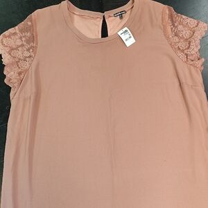 Lace Sleeve Blush Pink Top